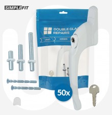 OUR LOWEST PRICE YET! 50x Simplefit Bagged Inline Espag Window Handle With 3 Spindles - White Only